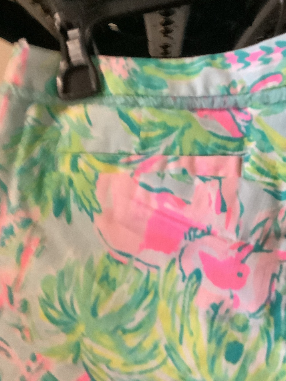 Lilly Pulitzer Pink & Green Tropical Print Athletic Adie Shorts, sea salt Blue - Picture 9 of 9